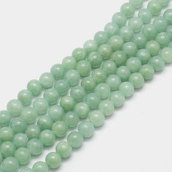 Pekin naturelles perles de jade brins, teint, ronde, Trou: 1mm