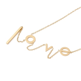 Collier lariat pendentif mot amour, placage ionique (ip) 304 bijoux en acier inoxydable pour femmes