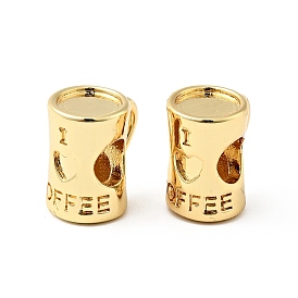 Rack Plating Brass Charms, Cadmium Free & Lead Free, Cup with Word I Love Coffee