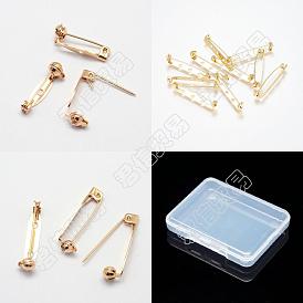 BENECREAT 24Pcs 3 Style Grade AAA Brass Brooch Findings, Back Bar Pins, with Holes, Cadmium Free & Nickel Free & Lead Free