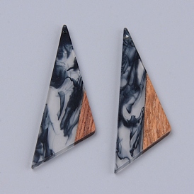 Resin & Walnut Wood Pendants, Two Tone, Triangle