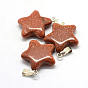 Star Gemstone Pendants, with Platinum Tone Brass Findings, 22~23x20~24x5~7mm, Hole: 2x7mm