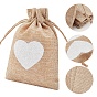 Gorgecraft Burlap Packing Pouches Drawstring Bags, with Heart Pattern