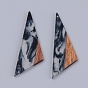 Pendentifs en bois de résine et de noyer, deux tons, triangle