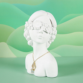 Présentoirs de collier de résine de buste de fille, porte-bijoux pour le stockage d'un seul collier, accessoires photo
