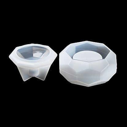 Faceted Hexagon DIY Silicone Candle Cup Molds, Storage Box Molds, Resin Cement Plaster Casting Molds