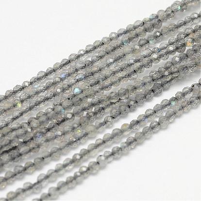 Natural Labradorite Bead Strands, Faceted, Round