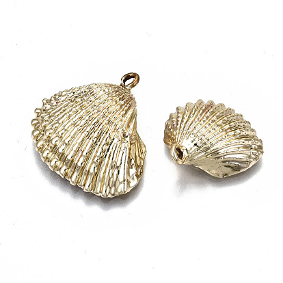 Electroplate Natural Shell Pendants, with Iron Loop, Shell