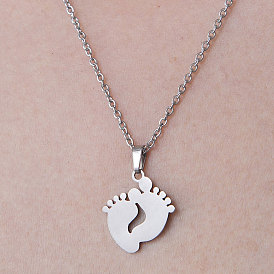 201 Stainless Steel Foot Print Pendant Necklace