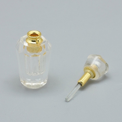 Natural Gemstone Openable Perfume Bottle Pendants, with Brass Findings and Glass Essential Oil Bottles