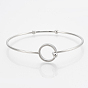 304 Stainless Steel Bangles, with 201 Stainless Steel Beads, Ring