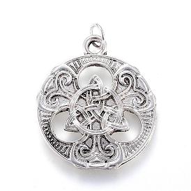 Tibetan Style Alloy Pendants, Flat Round, Cadmium Free & Nickel Free & Lead Free