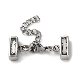 304 Stainless Steel Chain Extender, End Chains with Lobster Claw Clasps and Rectangle Chain Tabs