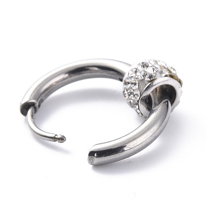 304 Stainless Steel Hoop Earrings, Zinc Alloy Rhinestone Ring Beads Earring for Women