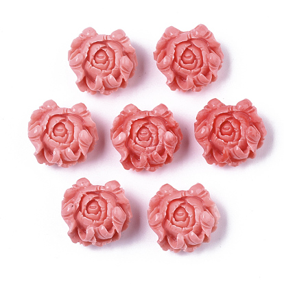 Synthetic Coral Pendants, Flower, Dyed