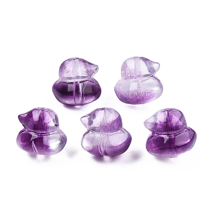 Transparent Spray Painted Glass Beads, Duck