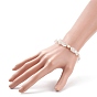 Natural Gemstone Chips & Pearl Beaded Slider Bracelet for Women, Golden