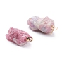 Natural Tourmaline Pendants, Rough Raw Stone, with Brass Loop, Grade AAA, Long-Lasting Plated, Nuggets