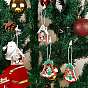 Набор рождественских деревянных украшений, 12 набор деревянных подвесок, подвесные украшения, для рождественской елки двери и украшения подарка партии, колокол и дом