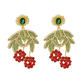 Sparkling Fruit-shaped Alloy Earrings with Rhinestones - Trendy, Cute and Creative!