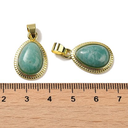 Gemstone Pendants, Teardrop Charms with Rack Plating Brass Findings, Cadmium Free & Lead Free