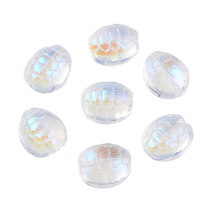 Прозрачный Electroplate стеклянные бусины, с покрытием AB цвета, форма панциря черепахи