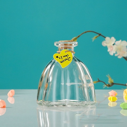 Botella de deseos vacía de vidrio, con tapón de corcho y etiquetas de papel de estilo aleatorio y cordel de yute, para hacer manualidades de bricolaje