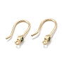 Brass Micro Pave Clear Cubic Zirconia Earring Hooks, with Horizontal Loop, Real 18K Gold Plated
