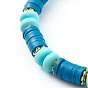 Bracelets extensibles perlés heishi en pâte polymère faits à la main, avec des perles en laiton, or