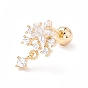 Snowflake Clear Cubic Zirconia Stud Earrings for Women, Brass Drop Earrings with Screw Back Ball Tragus