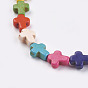 Synthetic Turquoise Beads Strands, Dyed, Cross, 10x8x3mm, Hole: 1mm, about 38pcs/strand, 15 inch