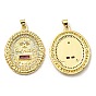 Brass with Cubic Zirconia Pendants, Long-Lasting Plated, Lead Free & Cadmium Free, Oval
