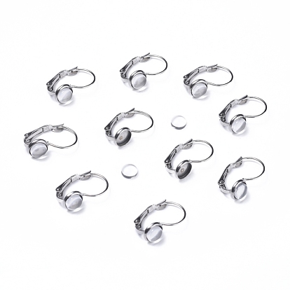 DIY Earring Making, with 304 Stainless Steel Leverback Earring Findings and Transparent Oval Glass Cabochons