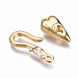 Brass Micro Pave Clear Cubic Zirconia Hook Clasps, Nickel Free, Heart