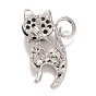 Rhinestone Cat Badge, Animal Alloy Lapel Pin for Backpack Clothes, Platinum