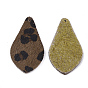 Eco-Friendly Cowhide Pendants, Teardrop with Leopard Print