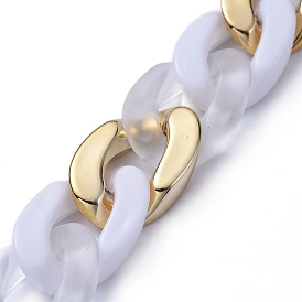 Handmade Acrylic Curb Chains, with CCB Plastic Linking Rings, Oval, for Jewelry Making