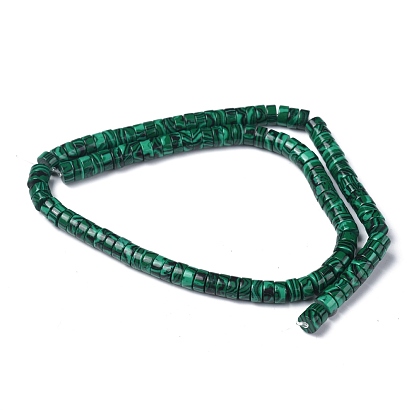 Synthetic Malachite Beads Strands, Heishi Beads, Flat Round/Disc