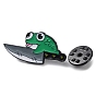 Cartoon Magic Frog with Knife/Witch Hat/Scooter Enamel Pins, Black Alloy Brooch for Backpack Clothes