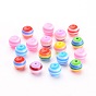 Multicolor Lined Round Resin Beads, Round, 8mm, Hole: 2mm