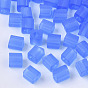 6/0 Transparent Glass Seed Beads, Frosted Colours, Square Hole, Cube