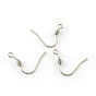 201 Stainless Steel Earring Hooks, with Horizontal Loop, 20x20x0.8mm, Hole: 2mm, 20 Gauge, Pin: 0.8mm