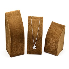 Wood Necklace Rectangle Displays, Covered with Velvet, Long Chain Necklace Display Stand, 11~17x5.5x5.5cm