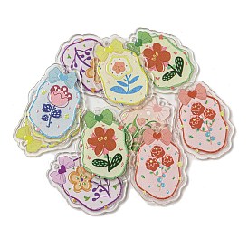 Transparent Acrylic Pendants, Flower with Bowknot