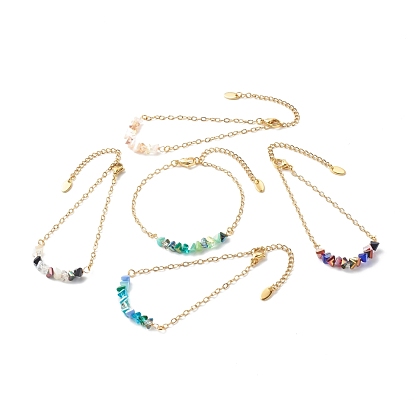 Bracelets de perles de verre galvanoplastie, avec placage ionique (ip) 304 chaînes porte-câbles en acier inoxydable