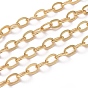 Brass Textured Cable Chains, Soldered, with Spool, Flat Oval, Long-Lasting Plated, Real 18K Gold Plated