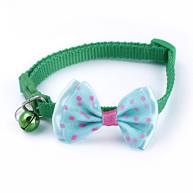 Adjustable Collar, Nylon Candy Color Pet Bowknot Bow Tie, with Bell