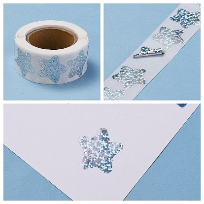 Pegatinas de papel autoadhesivas láser, etiqueta de regalo, para la fiesta, regalos decorativos, estrella