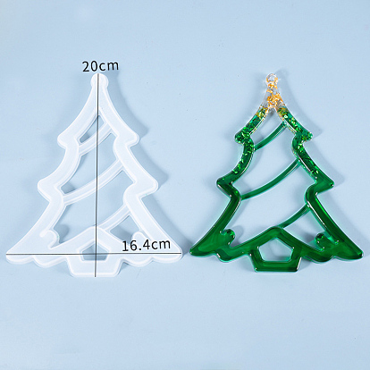 Hollow Christmas Tree DIY Pendant Silicone Molds, For UV Resin, Epoxy Resin Jewelry Making