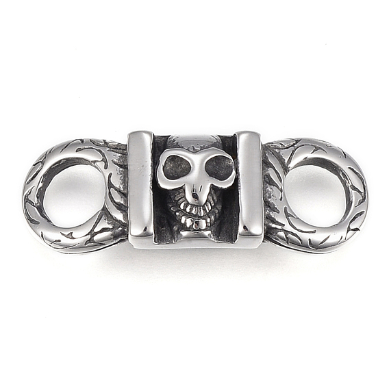 304 Stainless Steel Links Connectors, Rectangle with Skull